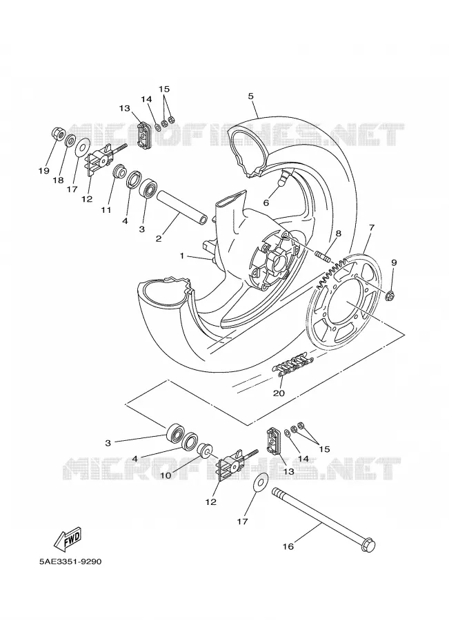 ROUE ARRIERE Yamaha MOTO 125 2001 TDR  TDR125