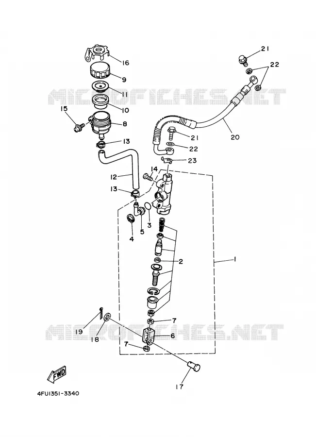MAITRE CYLINDRE DE FREIN ARRIERE Yamaha MOTO 125 2001 TDR  TDR125