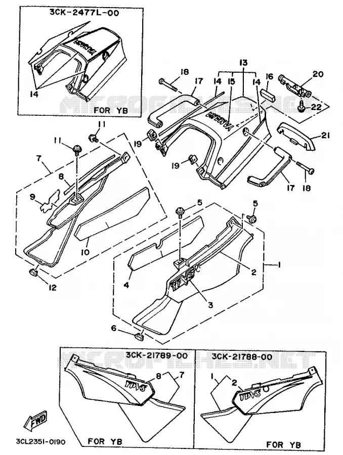 COUVERCLE LATERAL Yamaha MOTO 240 1990 TDR  TDR240