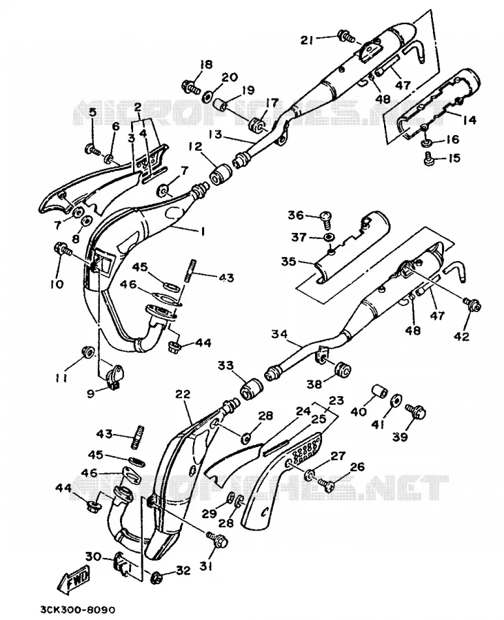 ECHAPPEMENT Yamaha MOTO 250 1990 TDR  TDR250