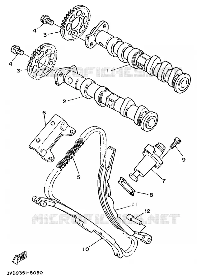 ARBRE A CAMES / CHAINE DE DISTRIBUTION Yamaha MOTO 850 1996 TRX  TRX850