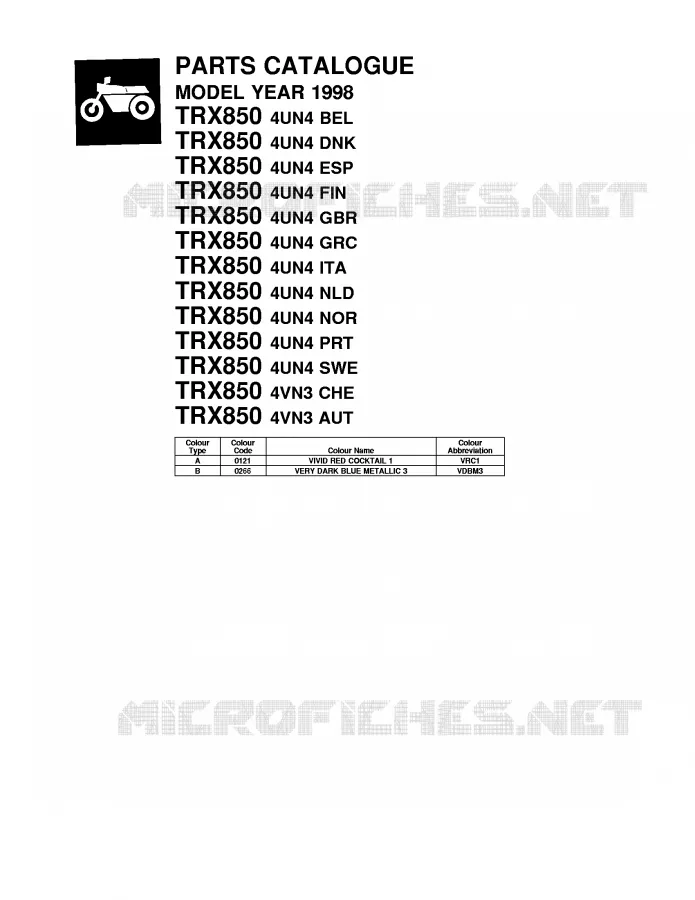 * CATALOG PREFACE * Yamaha MOTO 850 1998 TRX  TRX850
