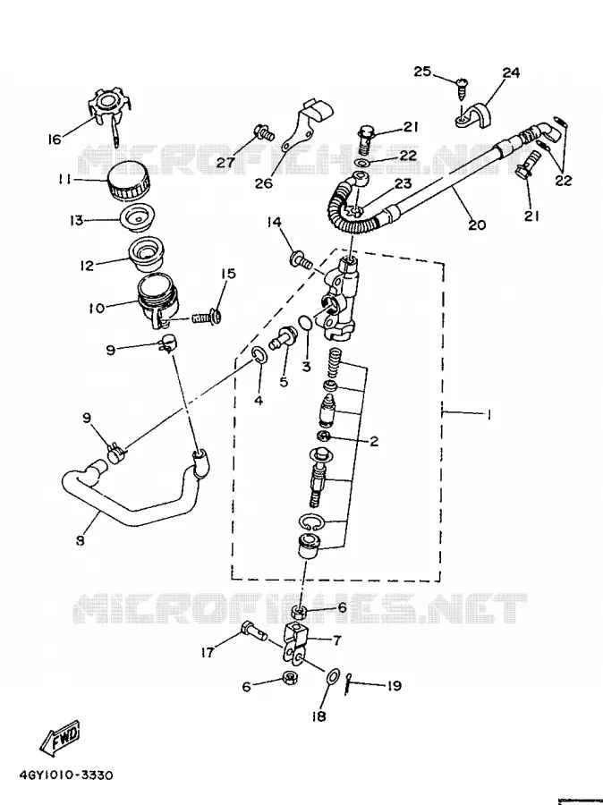 MAITRE CYLINDRE DE FREIN ARRIERE Yamaha MOTO 250 1996 TTR  TT250R