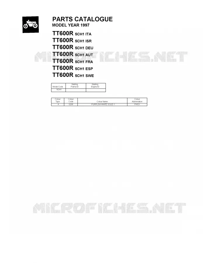 * CATALOG PREFACE * Yamaha MOTO 600 1997 TTR  TT600R