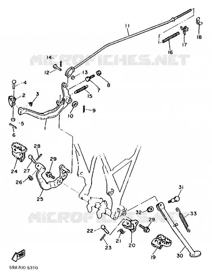 SUPPORT / REPOSE PIEDS Yamaha MOTO 600 1989 TT  TT600W