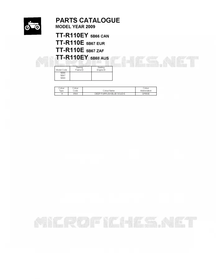 * CATALOG PREFACE * Yamaha MOTO 110 2009 TTRE  TT-R110E
