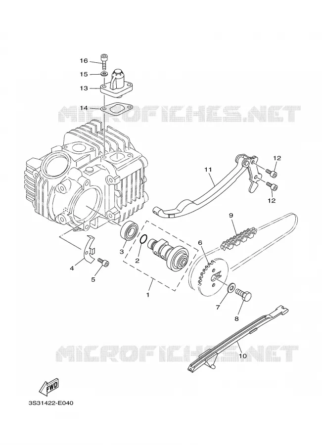 ARBRE A CAMES / CHAINE DE DISTRIBUTION Yamaha MOTO 110 2008 TTRE  TT-R110EX
