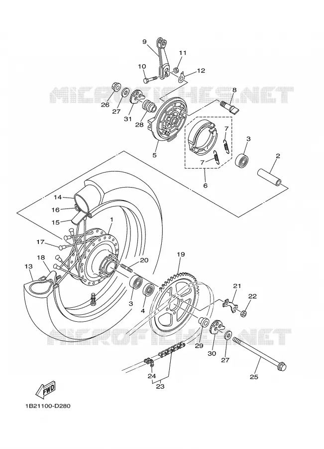 ROUE ARRIERE Yamaha MOTO 125 2007 TTR  TTR125LE