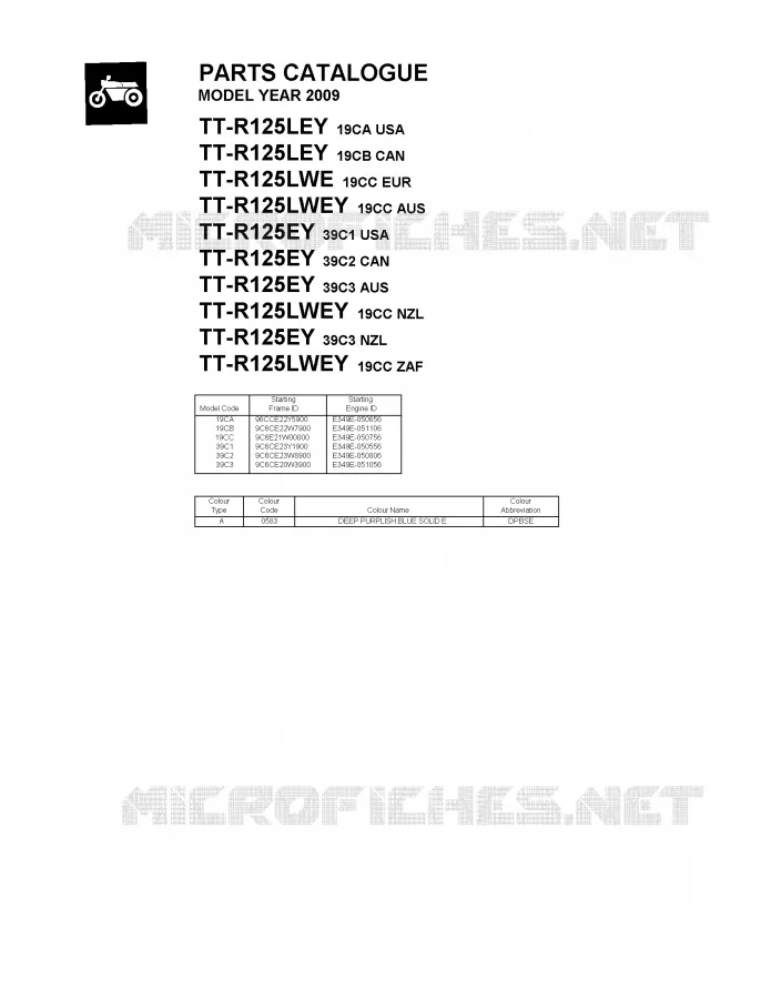 * CATALOG PREFACE * Yamaha MOTO 125 2009 TTR  TT-R125LEY