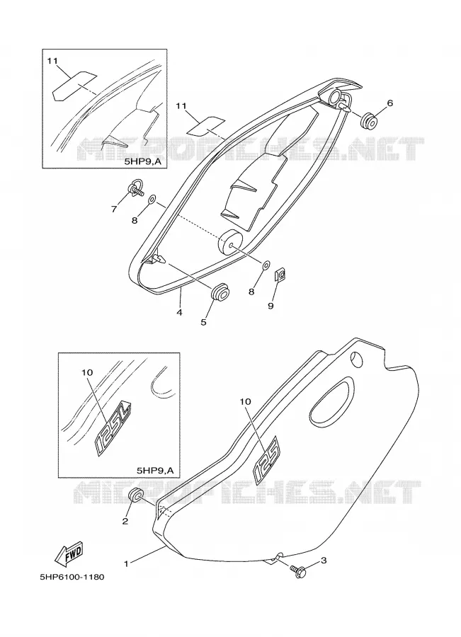 COUVERCLE LATERAL Yamaha MOTO 125 2001 TTR  TTR125LN