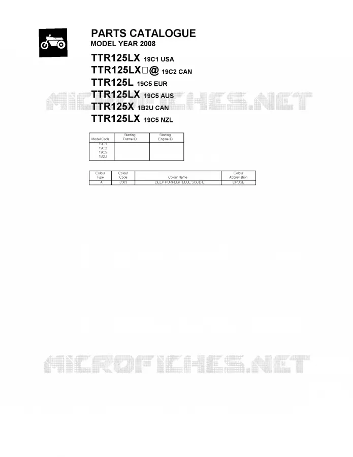 * CATALOG PREFACE * Yamaha MOTO 125 2008 TTR  TTR125LX