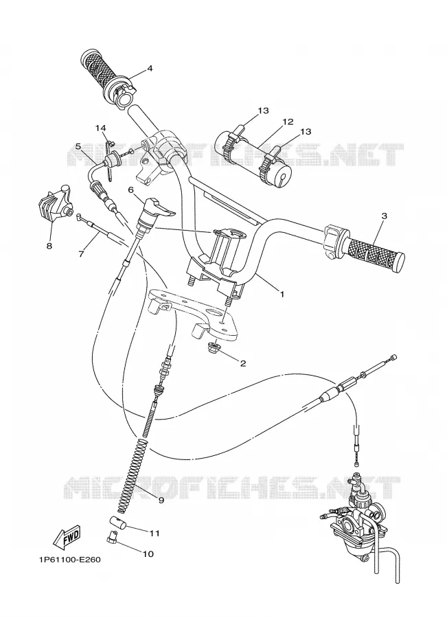 GUIDON ET CABLES Yamaha MOTO 50 2007 TTRE  TTR50E