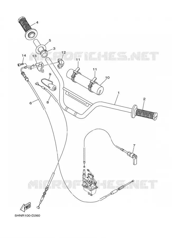 GUIDON ET CABLES Yamaha MOTO 90 2005 TTRE  TTR90E