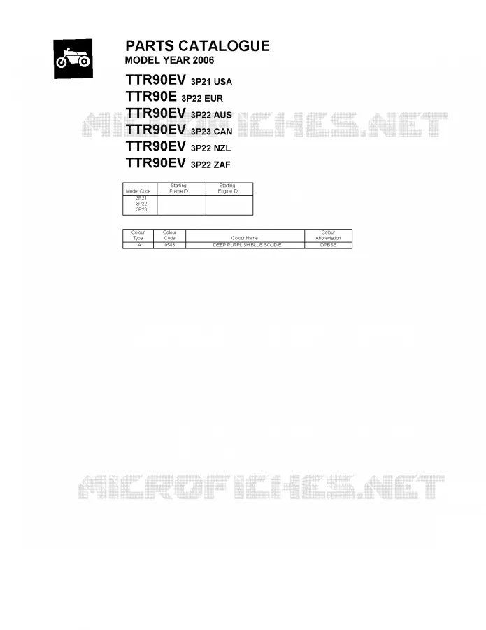* CATALOG PREFACE * Yamaha MOTO 90 2006 TTRE  TTR90EV