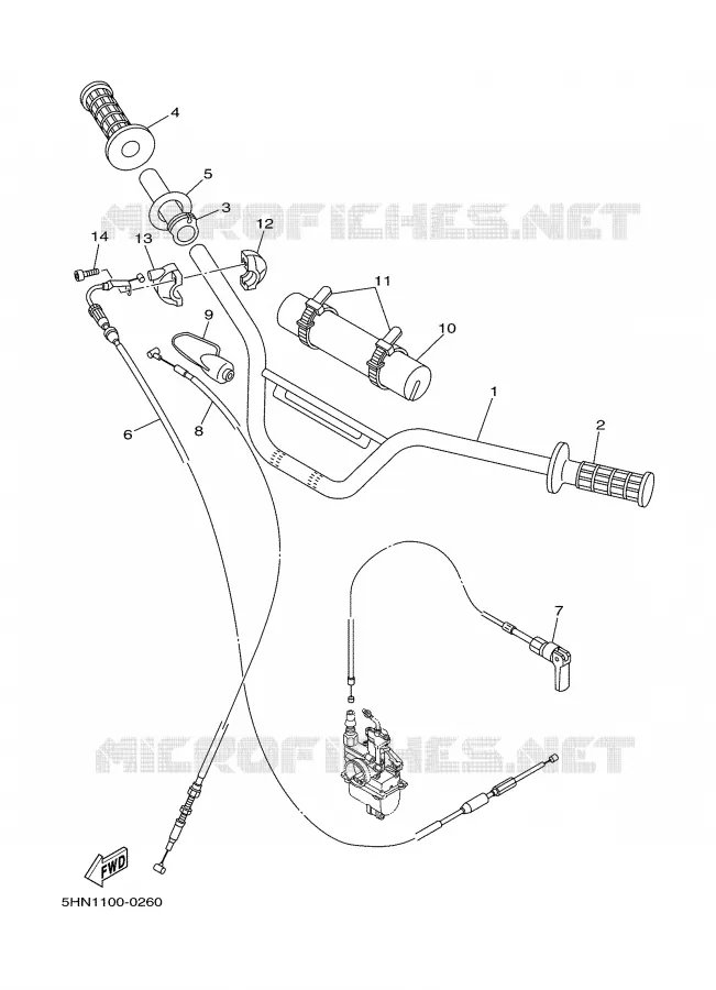 GUIDON ET CABLES Yamaha MOTO 90 2000 TTR  TTR90M
