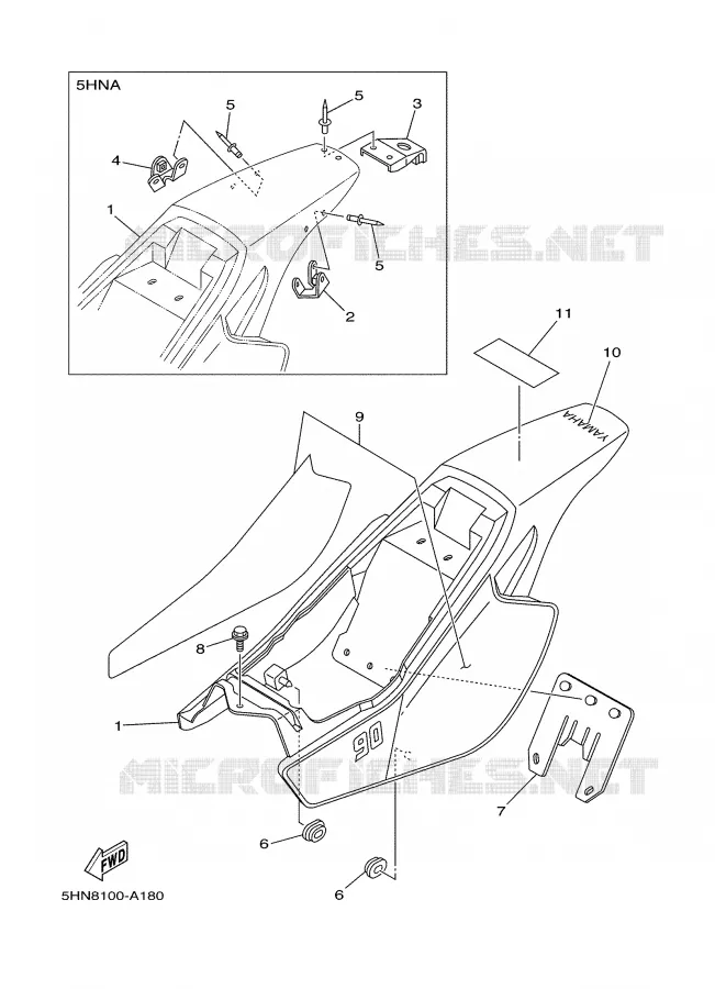 COUVERCLE LATERAL Yamaha MOTO 90 2002 TTR  TTR90P