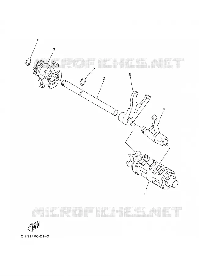 BARILLET DE SELECTION / FOURCHETTES Yamaha MOTO 90 2002 TTR  TTR90P
