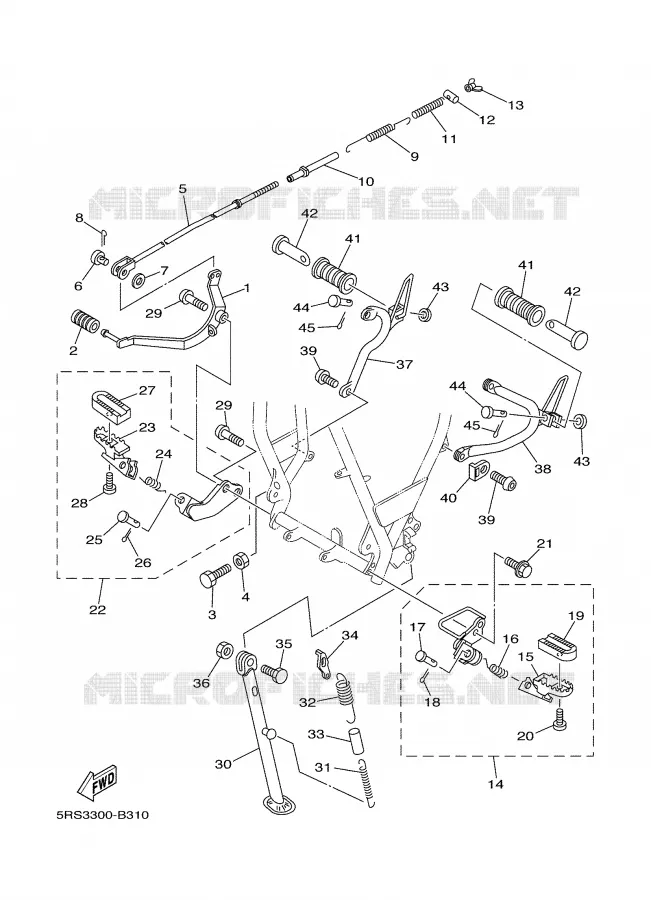 SUPPORT / REPOSE PIEDS Yamaha MOTO 125 2004 TW  TW125