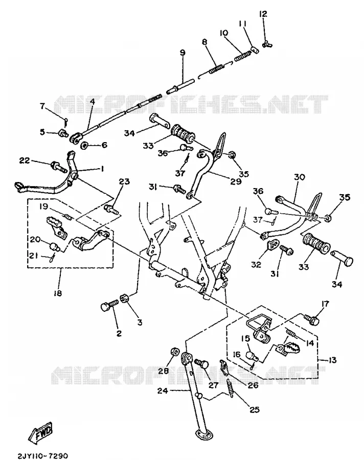 SUPPORT / REPOSE PIEDS Yamaha MOTO 200 1989 TW  TW200E