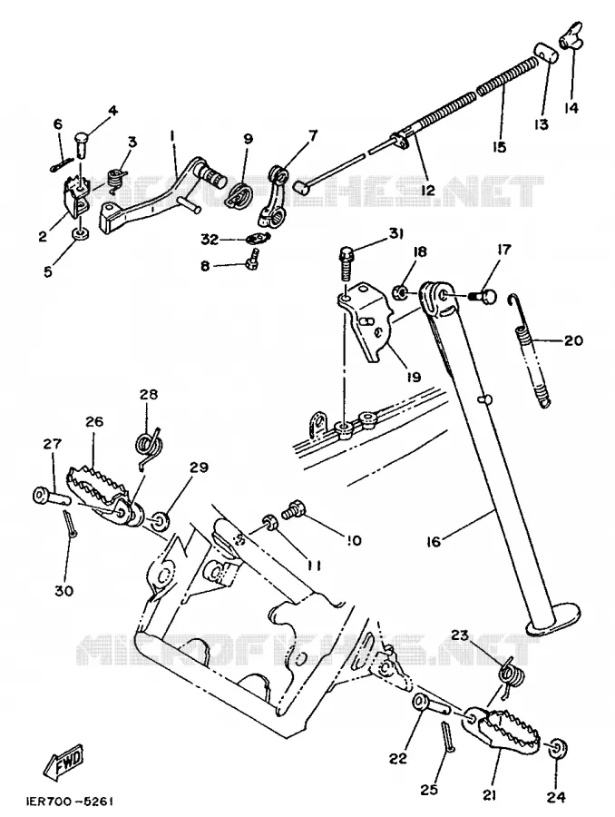 SUPPORT / REPOSE PIEDS Yamaha MOTO 250 1988 TY  TY250S