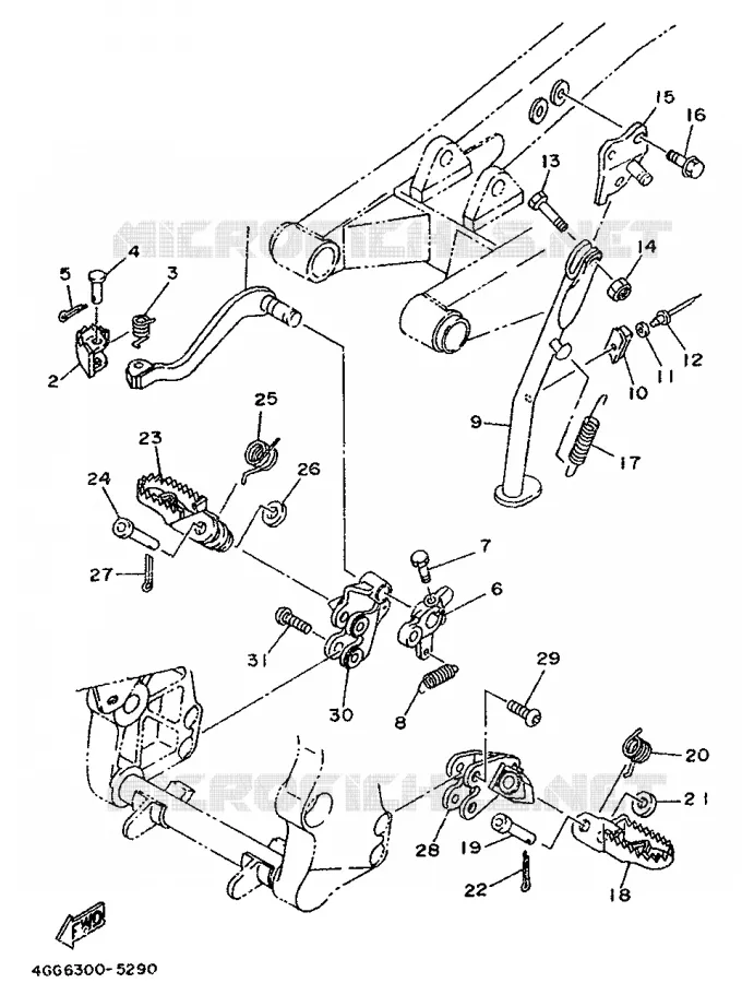 SUPPORT / REPOSE PIEDS Yamaha MOTO 250 1995 TY  TY250Z