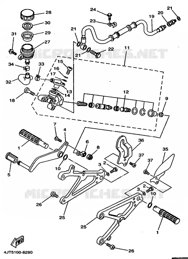 SUPPORT / REPOSE PIEDS Yamaha MOTO 125 1998 TZ  TZ125