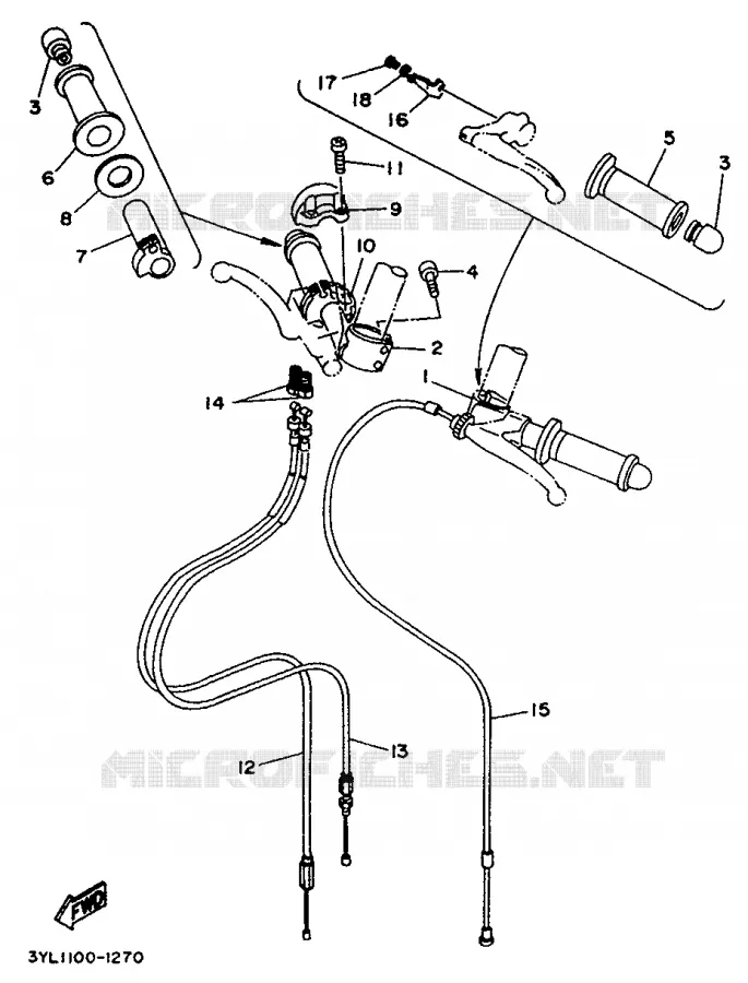 GUIDON ET CABLES Yamaha MOTO 250 1992 TZ  TZ250