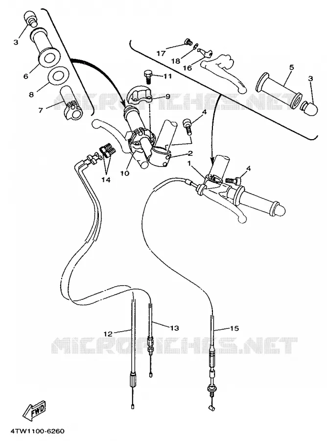 GUIDON ET CABLES Yamaha MOTO 250 1996 TZ  TZ250