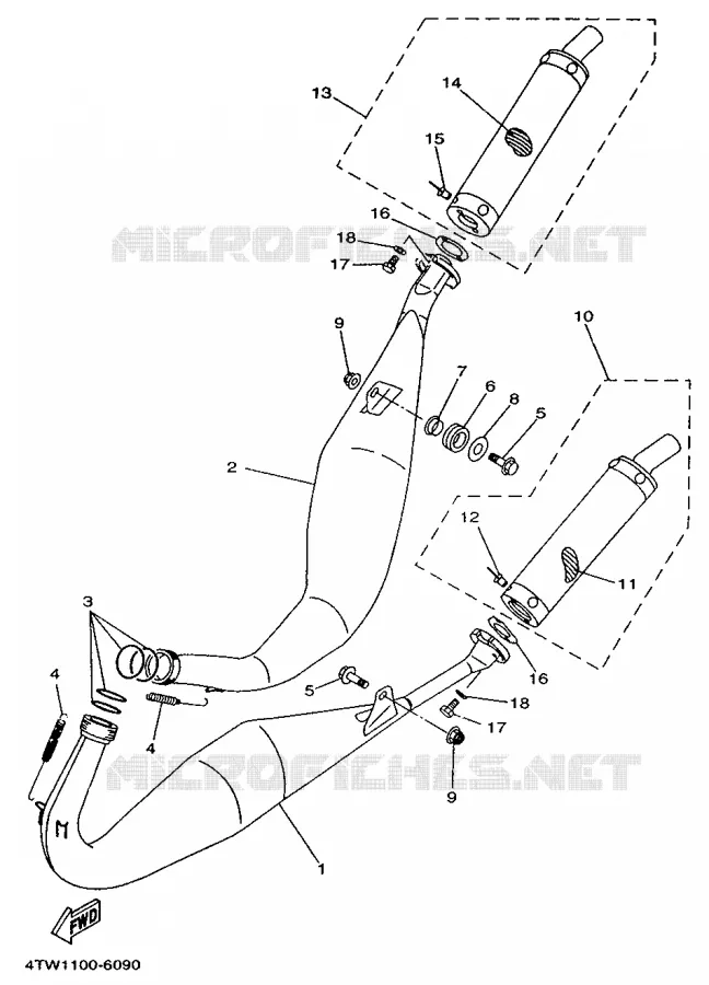 ECHAPPEMENT Yamaha MOTO 250 1996 TZ  TZ250