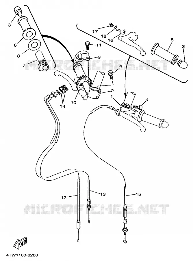 GUIDON ET CABLES Yamaha MOTO 250 1997 TZ  TZ250