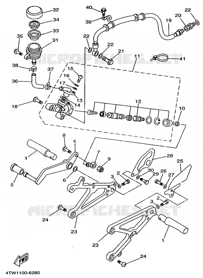 SUPPORT / REPOSE PIEDS Yamaha MOTO 250 1998 TZ  TZ250