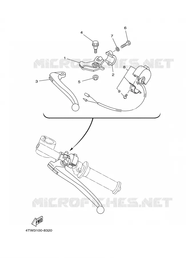 COMMODO / LEVIER Yamaha MOTO 250 2000 TZ  TZ250