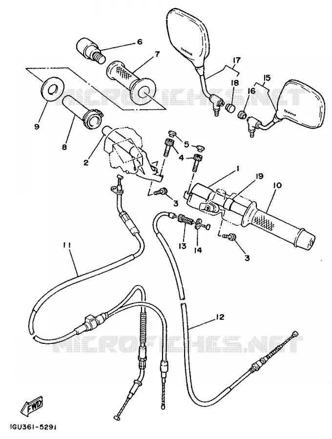 GUIDON ET CABLES Yamaha MOTO 125 1991 TZR  TZR125