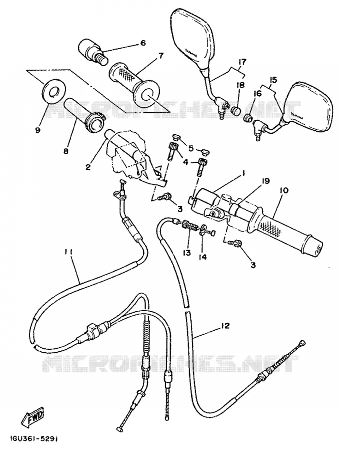 GUIDON ET CABLES Yamaha MOTO 125 1992 TZR  TZR125