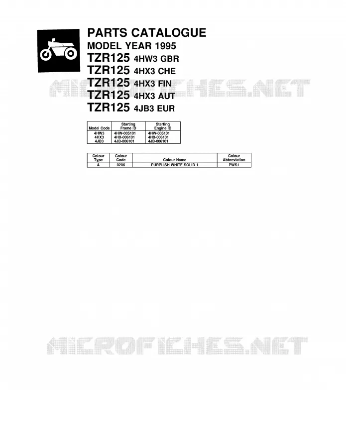 * CATALOG PREFACE * Yamaha MOTO 125 1995 TZR  TZR125