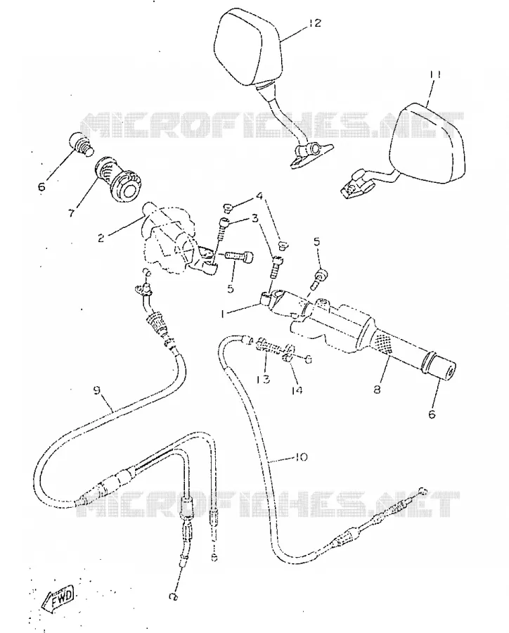 GUIDON ET CABLES Yamaha MOTO 50 1998 TZR  TZR50