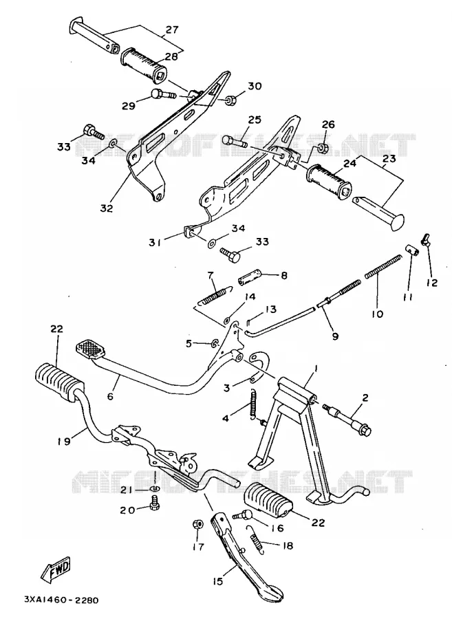 SUPPORT / REPOSE PIEDS Yamaha SCOOTER 110 1997 F1  V110ZE