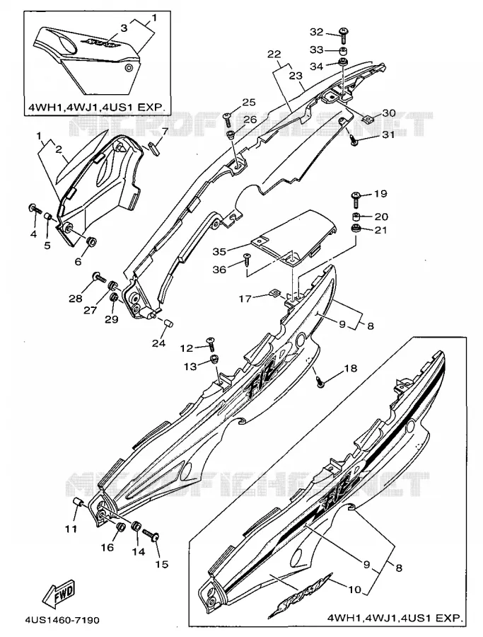 COUVERCLE LATERAL Yamaha SCOOTER 110 1997 F1-ZR  V110ZE