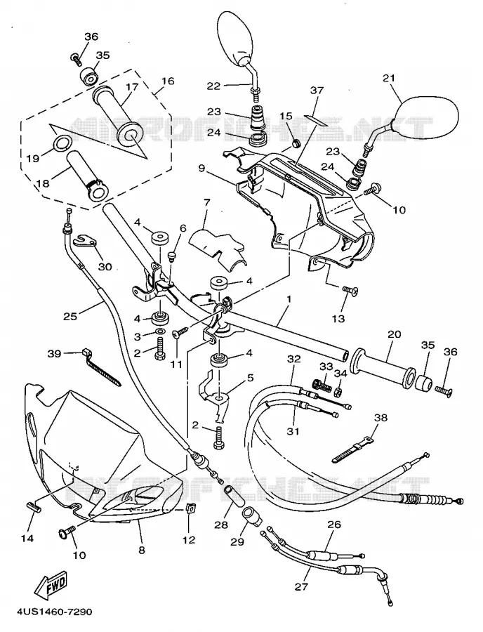 GUIDON ET CABLES Yamaha SCOOTER 110 1997 F1  V110ZE