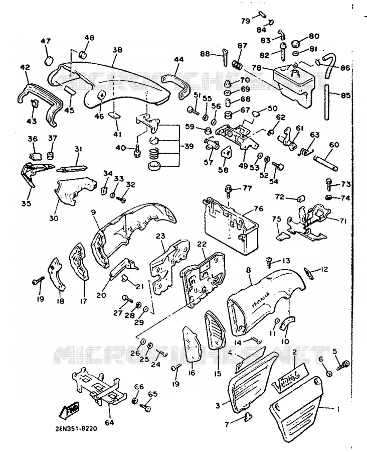 COUVERCLE LATERAL Yamaha MOTO 1200 1988 VMAX  V-MAX12
