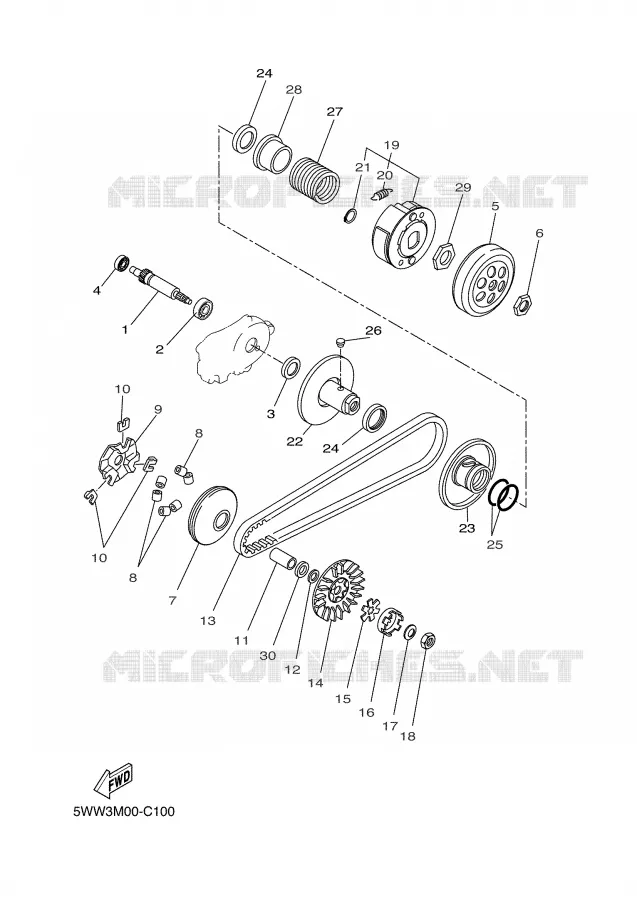 EMBRAYAGE DE DEMARREUR Yamaha SCOOTER 50 2006 BW'S  CW50L