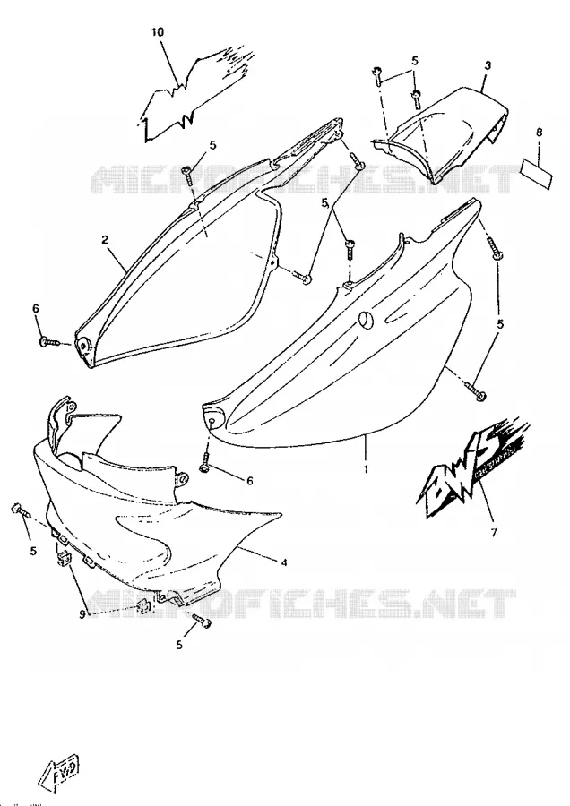 COUVERCLE LATERAL Yamaha SCOOTER 50 1996 NEXT GENERATION  CW50RS