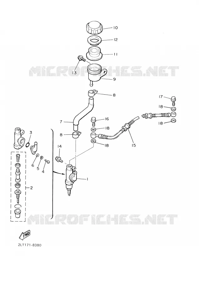 MAITRE CYLINDRE DE FREIN ARRIERE Yamaha MOTO 1200 2001 VMAX  VMX12