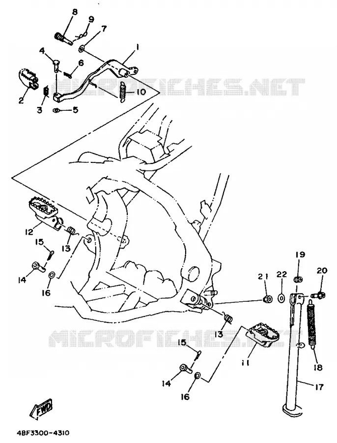 SUPPORT / REPOSE PIEDS Yamaha MOTO 200 1994 WR  WR200