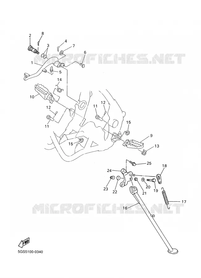 SUPPORT / REPOSE PIEDS Yamaha MOTO 250 2002 WRF  WR250F