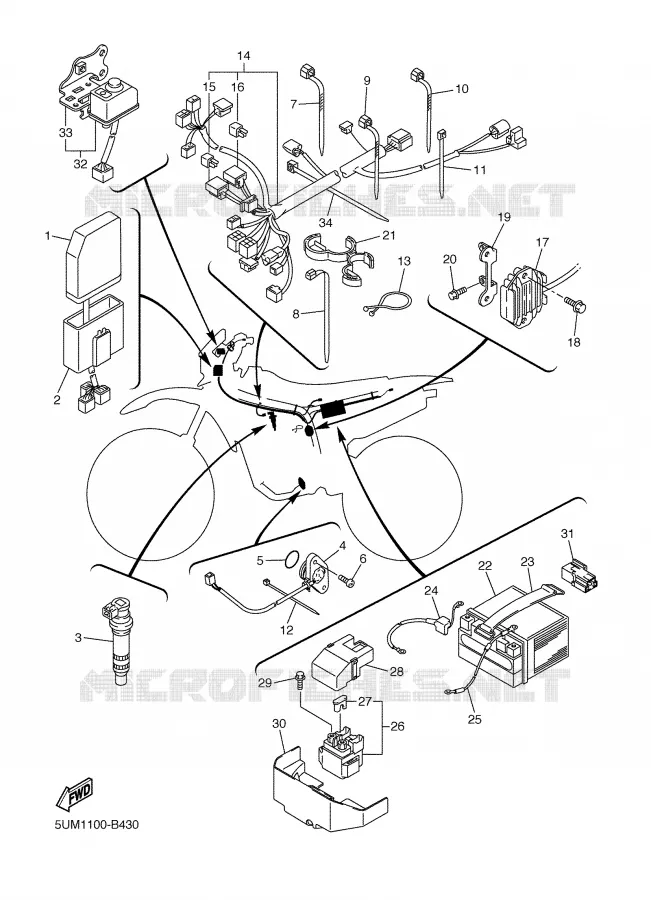 PARTIE ELECTRIQUE 1 Yamaha MOTO 250 2003 WRF  WR250F