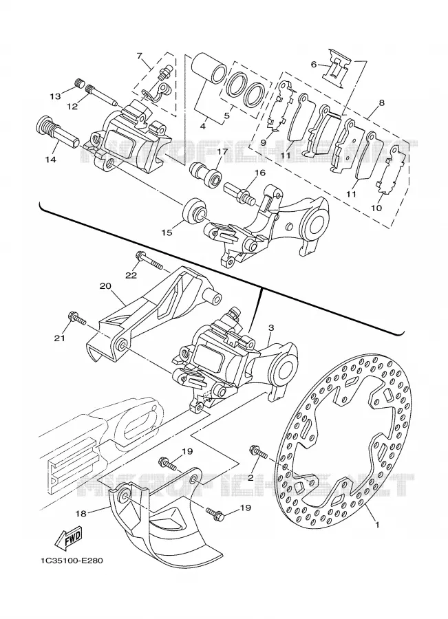 ETRIER DE FREIN ARRIERE Yamaha MOTO 250 2007 WRF  WR250F