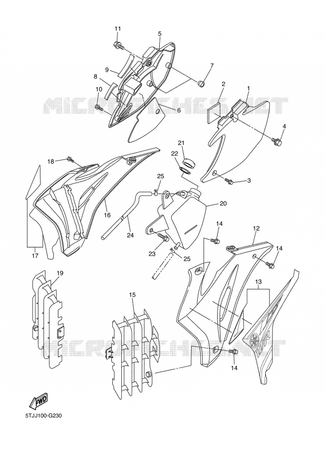 COUVERCLE LATERAL Yamaha MOTO 250 2008 WRF  WR250F