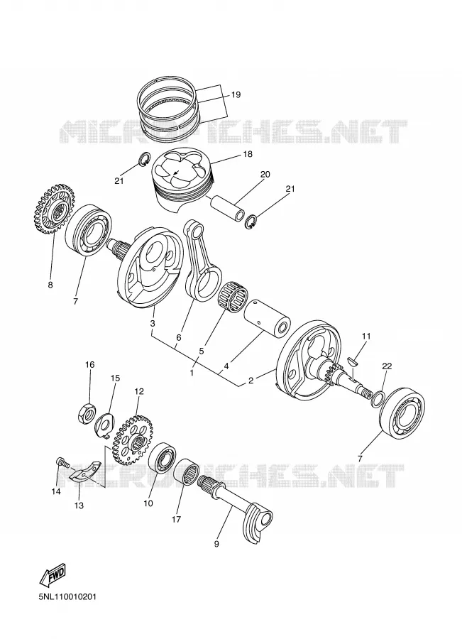 VILEBREQUIN / PISTON Yamaha MOTO 250 2003 WRF  WR250FR