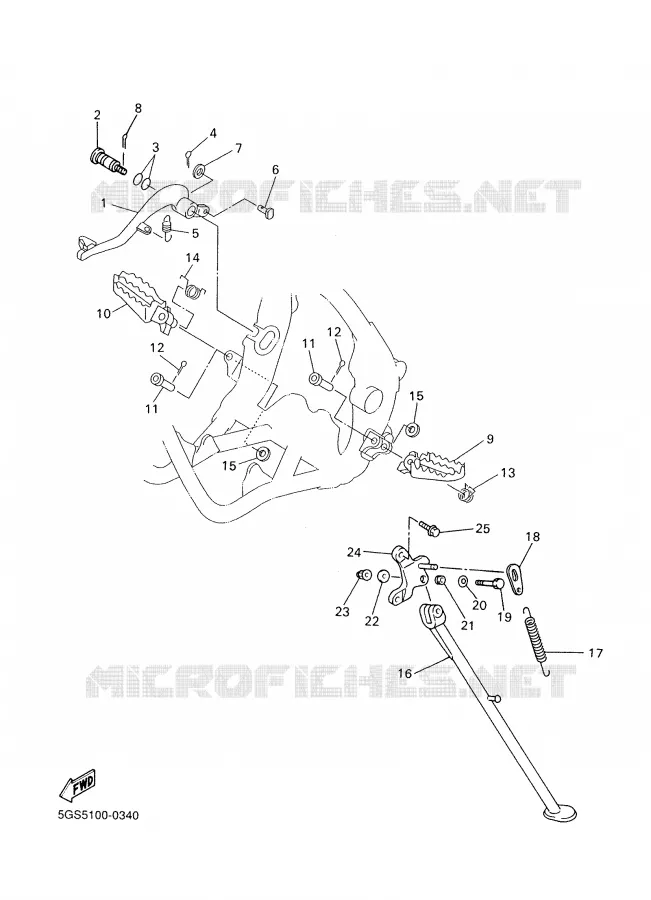 SUPPORT / REPOSE PIEDS Yamaha MOTO 250 2003 WRF  WR250FR